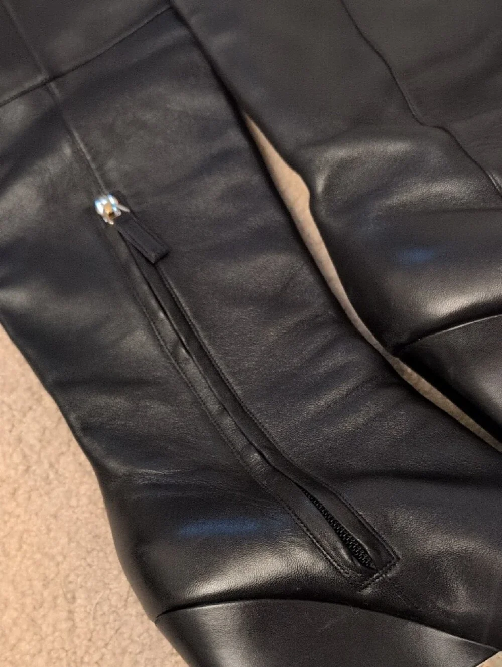 Black Leather Over The Knee High Wedge Boots CHANEL